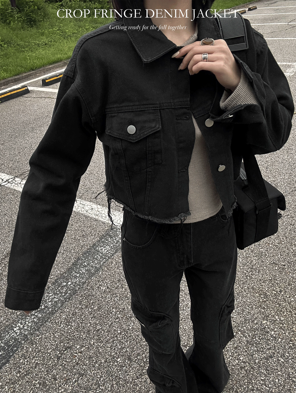 Crop fringe denim jacket